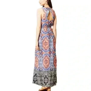 Anthropologie Maeve Medallion 100% Silk Cutout Maxi Dress Size 8 Paisley